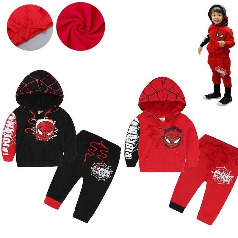 Stylish Kids Spiderman Long Sleeve Tracksuit Hooded Clothes Outfits