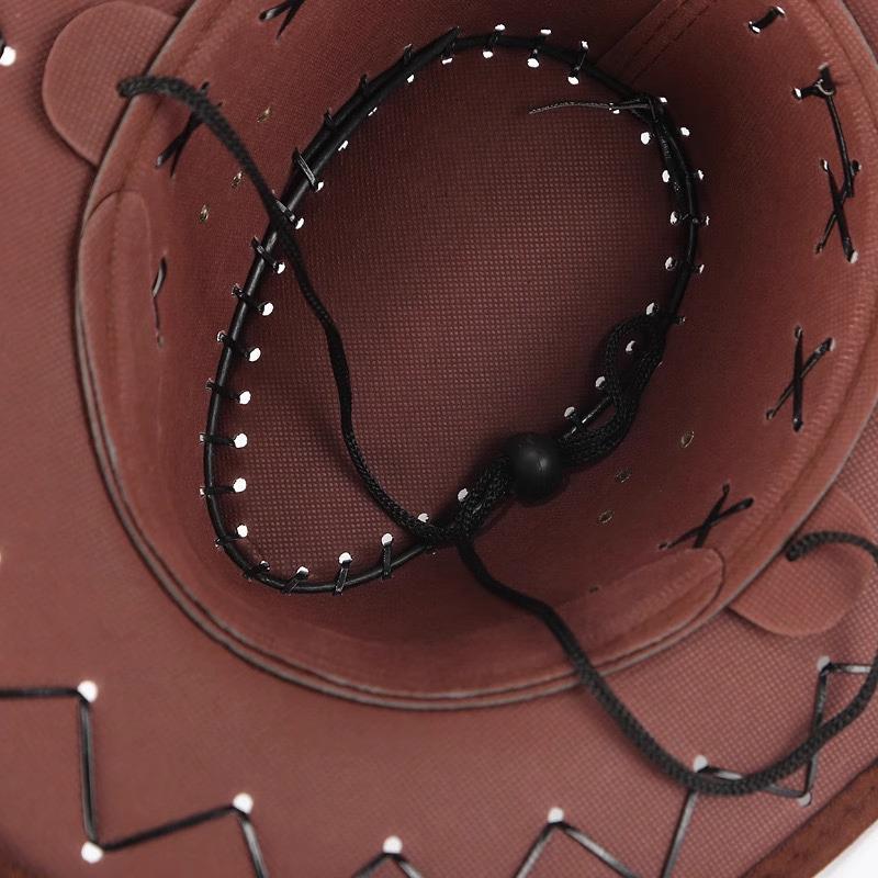 Unisex Western Faux Suede Cowboy Hat - Sun Protection for Outdoor Leisure & Travel