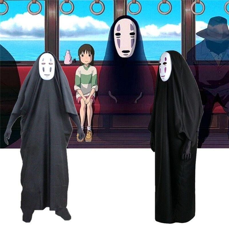 No Spirited Away Face Man Cosplay Costume Clothes Long Robe Mask Gloves Full Set