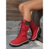 Lace-up Woolen Mid-leg Boots Women's Winter 2025 New Fleece Platform Size Muffin Martin Boots
