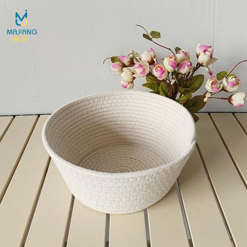 Cesta de Almacenamiento de Escritorio de Cuerda de Algodón Moderna - Cáñamo Tejido para Artículos Varios y Cosméticos
