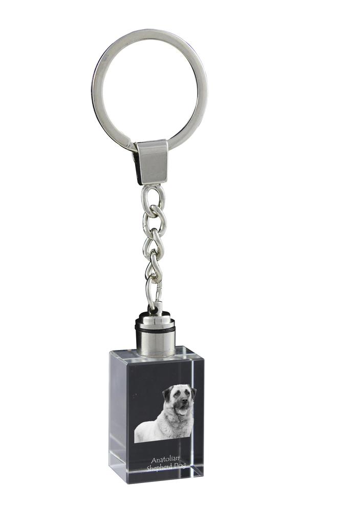 Anatolian Shepherd Dog, Turkish Kangal Dog - Crystal Key Ring with Dog Photo, Illuminated Key Ring, Unique Gift by Art-Dog Brand