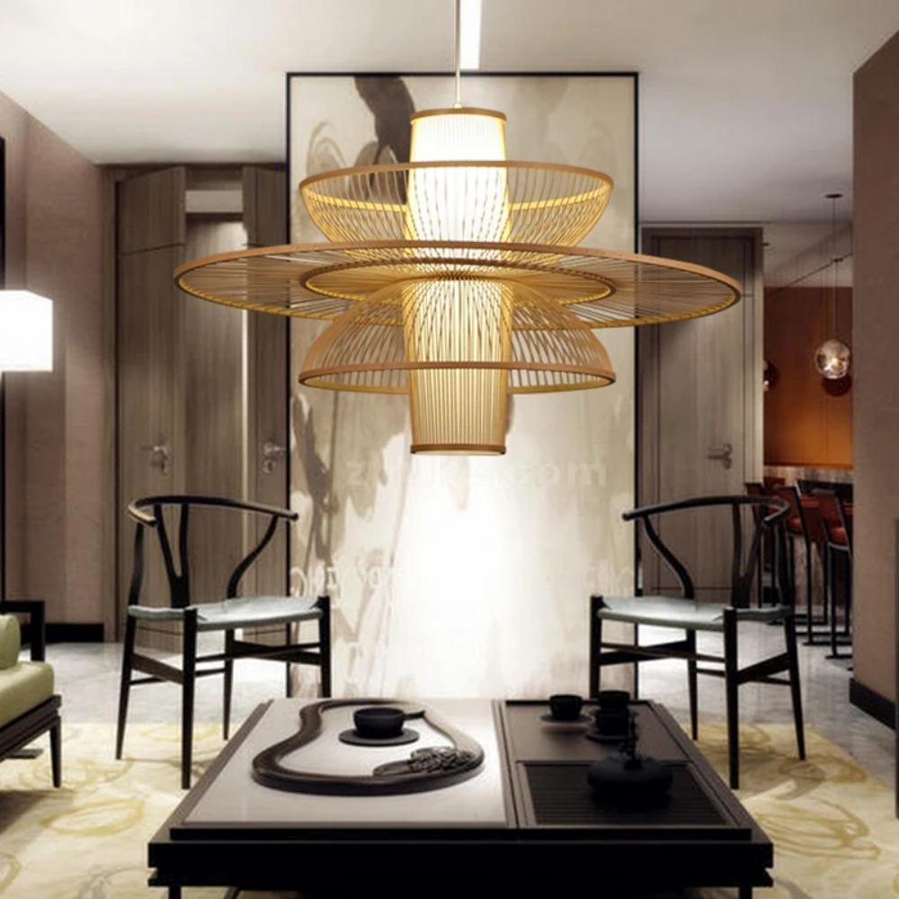 Bamboo Pastoral Rattan pendant lamp Wooden Restaurant Lighting Chinese Style Bamboo Decorative pendant lights