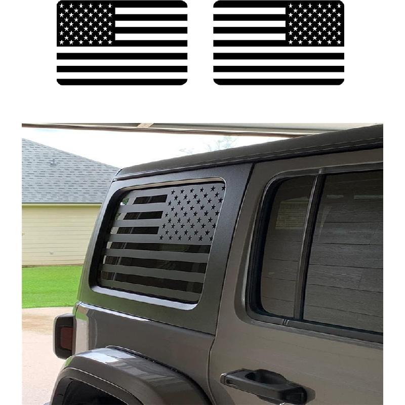Matowa Czarna Naklejka na Tylną Szybę z Flagą Amerykańską Dla Wranglera Jl 4-Drzwiowego 2018-2022