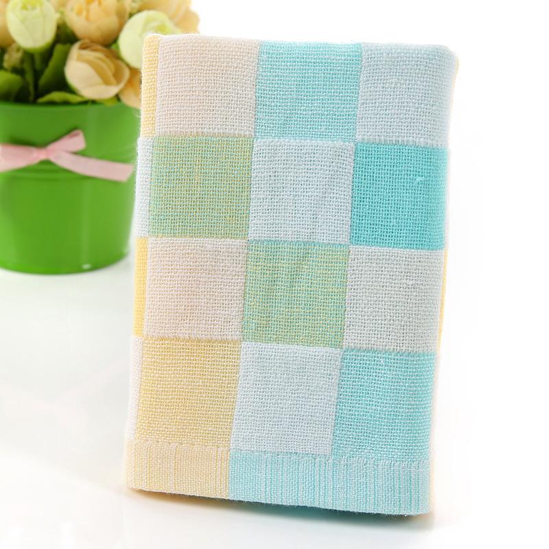 Thin double-layer gauze color grid children s face towel square scarf