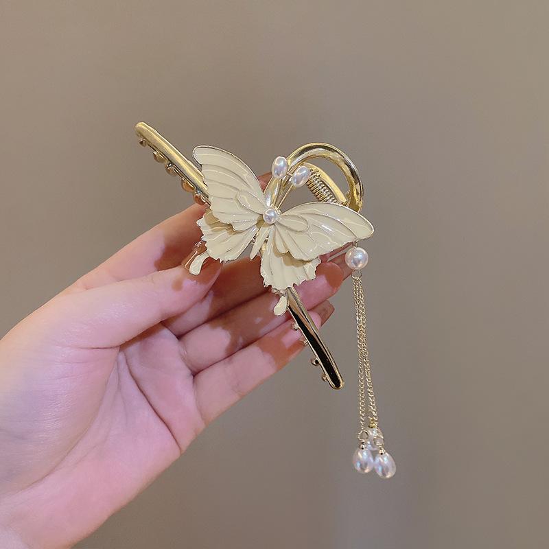 Neue Haarnadeln im europäischen Stil für Frauen, Fransen-Stil, Schleife, Haarspangen, Premium-Feeling-Greifklammer, zarte Hai-Klammer für Mädchen, Hinterkopfklammer