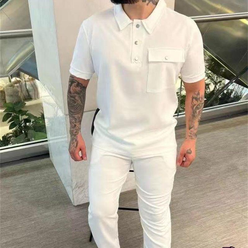 2023 European & American Men's Polo Shirt + Long Pants Sports Set - Spring/Autumn Casual Style