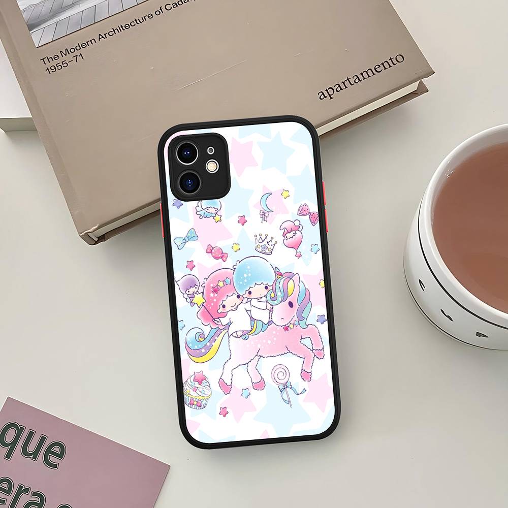 L-Little Twin Stars Phone Case For iPhone 13 12 X XS MAX Pro Max 16 15 11 14 Pro Max Shockproof Matte Cover