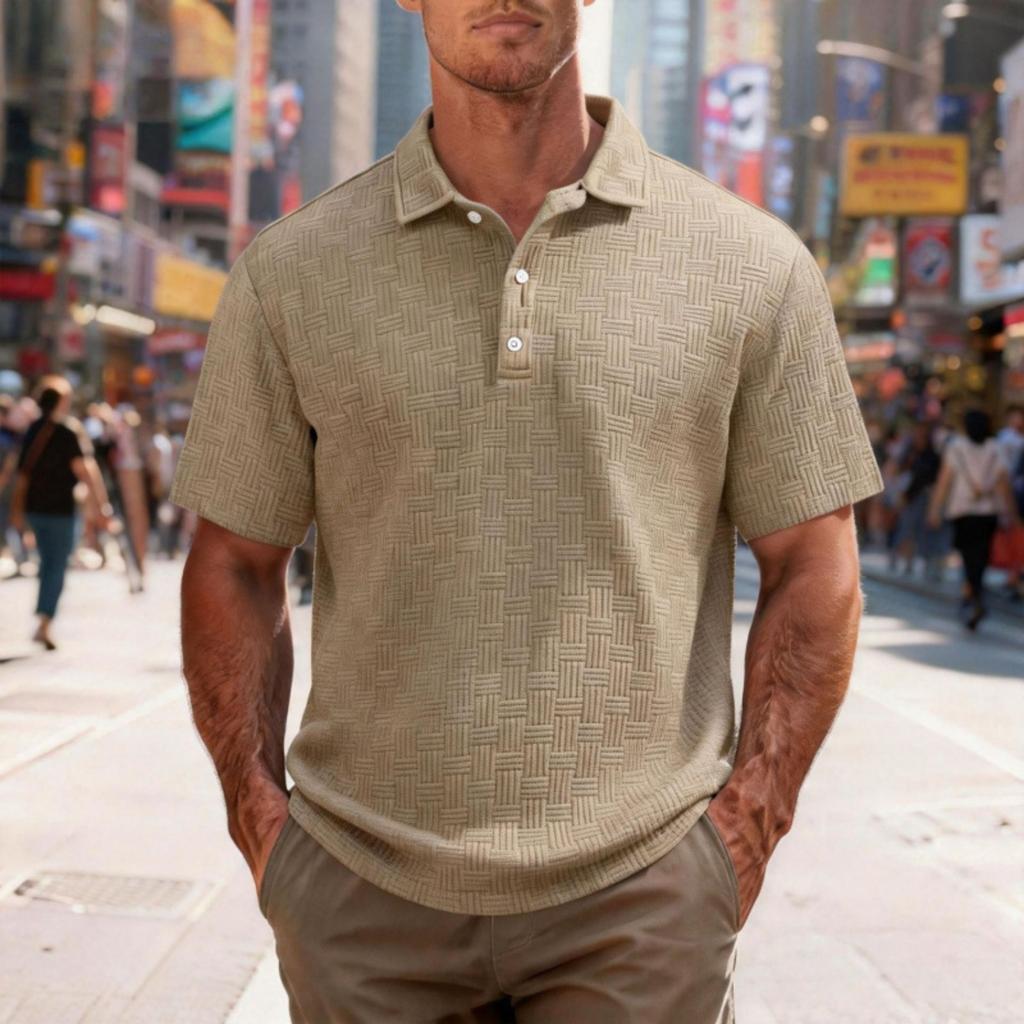 Herren Kurzarm Polohemd Klassische Passform Weiches Strickgewebe mit Knopfleiste und Kragendesign