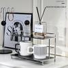Metal Desktop Layered Storage Rack Double-Layer Desk Storage Rack Bathroom Cosmetics Storage Rack for Living Room Entrance Hall Kitchen and Bathroom