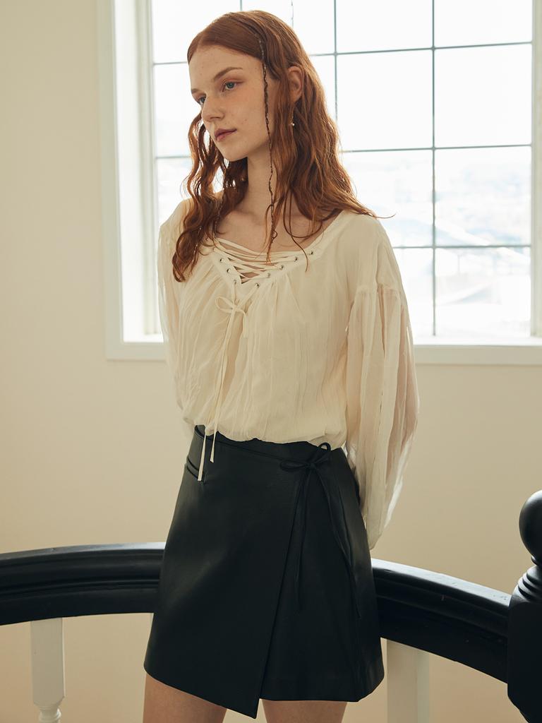 Oal Asymmetric Wrap Mini Skirt_Black