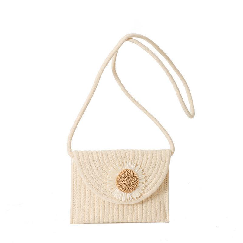 

Модная плетеная сумка-кроссбоди с цветочным узором 2023 года для женщин с шикарным дизайном в виде подсолнуха, идеально подходит для повседневного использования OffWhite