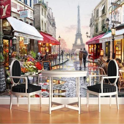 Large Hand-painted European-style City and Town Architectural Photo Mural Wallpaper, 3D Bedroom, Living Room, TV Wall, Artistic Home Decoration