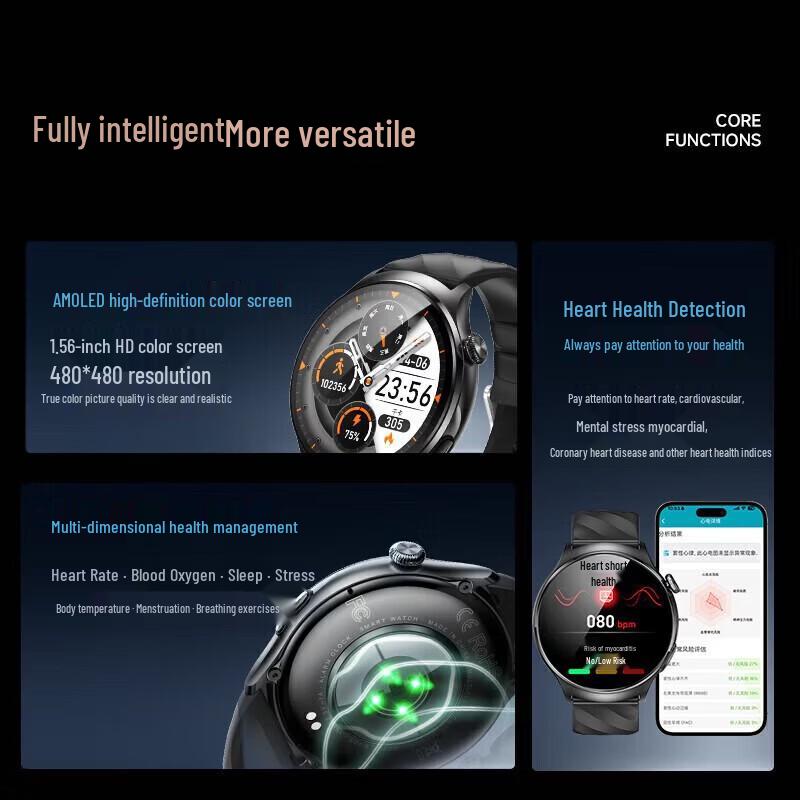 KPEP Medical Certified Smartwatch with ECG, Blood Pressure & Multi-Health Monitor (CN version)