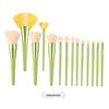 High-Grade Little Daisy 14-Piece Makeup Brush Set: Soft Bristle Powder and Fan-Shaped Highlighter Brushes for Beauty Application.