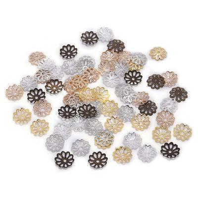 200 Stück 7 9 mm goldfarbene Blütenblatt-Perlenkappen, Bulk-End-Spacer-Charms, Perlenkappen für Schmuckherstellung, Zubehör, DIY-Zubehör