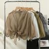 Summer Puff Sleeve Shirt for Women Thin Strap Sunscreen Chiffon Top