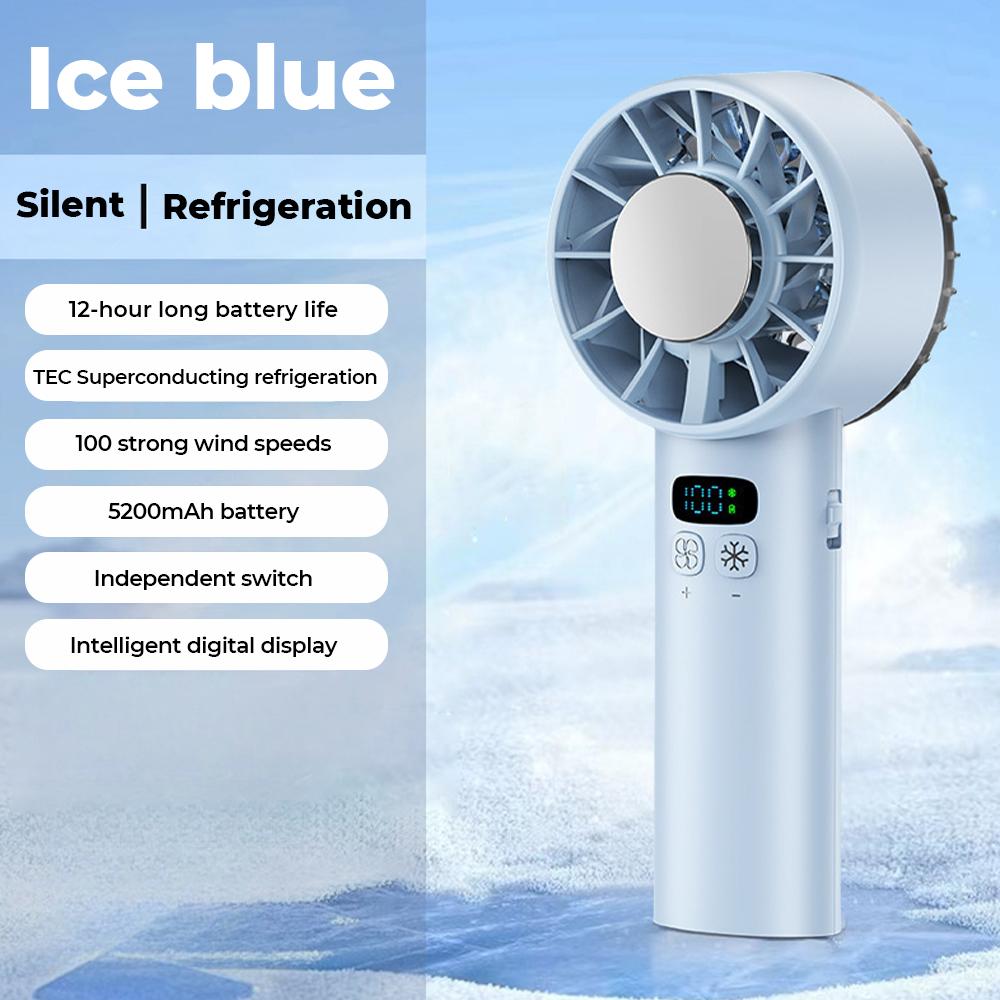 Handheld Mini Fan 5200mAh Battery Portable Rechargeable Fan with LED Display 100 Speed Turbo Fan for Beach Travel Vacation
