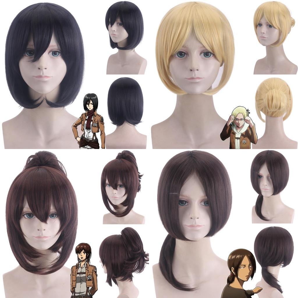Cos Synthetic Short Hair Wig For Attack On Titan Characters High Temperature Fiber