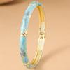 Enamel Floral Flower Crystal Bangle Good Luck Clover Women's Hand Bracelet  Jewelry Gifts