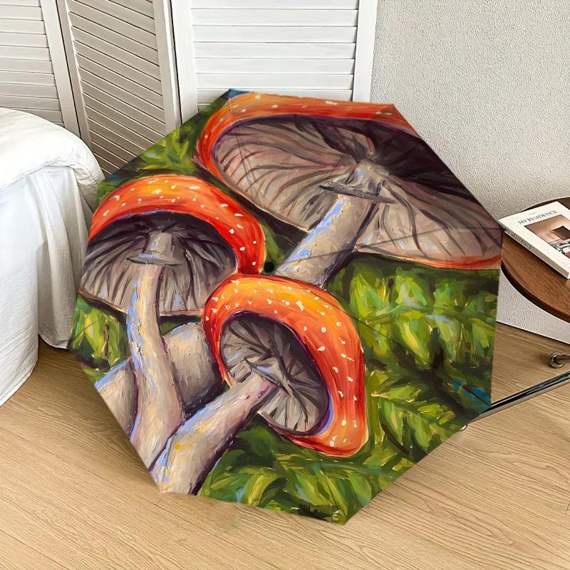 1pc Mushroom Garden Fantasy Umbrella with Plastic Handle,Suitable for All Seasons Home Travel Outdoor UmbrellaDD657