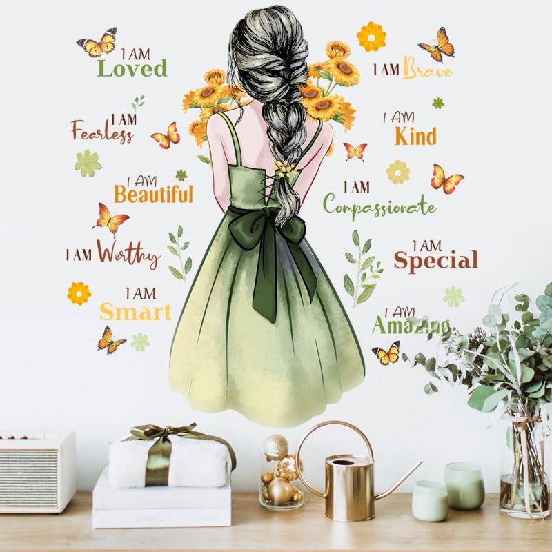 

Multicolor Wall Stickers Butterflies Flower Accessories Wall Decal Self-adhesive DIY Wall Decorative Sticker Girl Bedroom 30x90cm