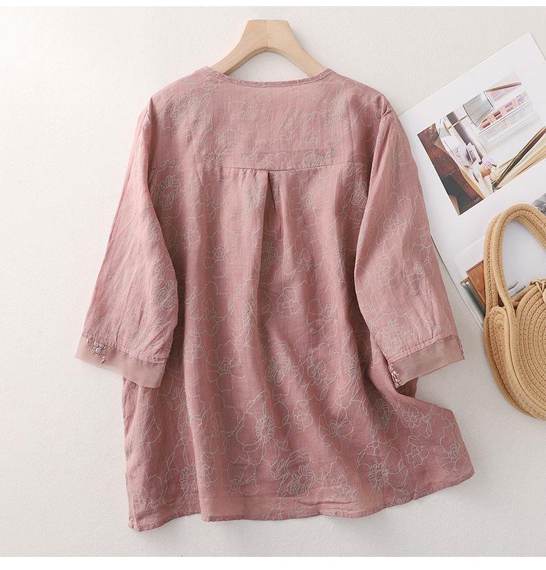 Summer Cotton Linen Patchwork Organza Shirt - Retro Artistic Zen Tea Ceremony Loose Top for Women