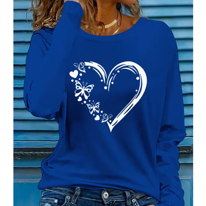 

2025 Осень и Зима Женский Новый Повседневный Топ с Круглым Вырезом и Длинным Рукавом 3D Ретро Узор 8XL синий