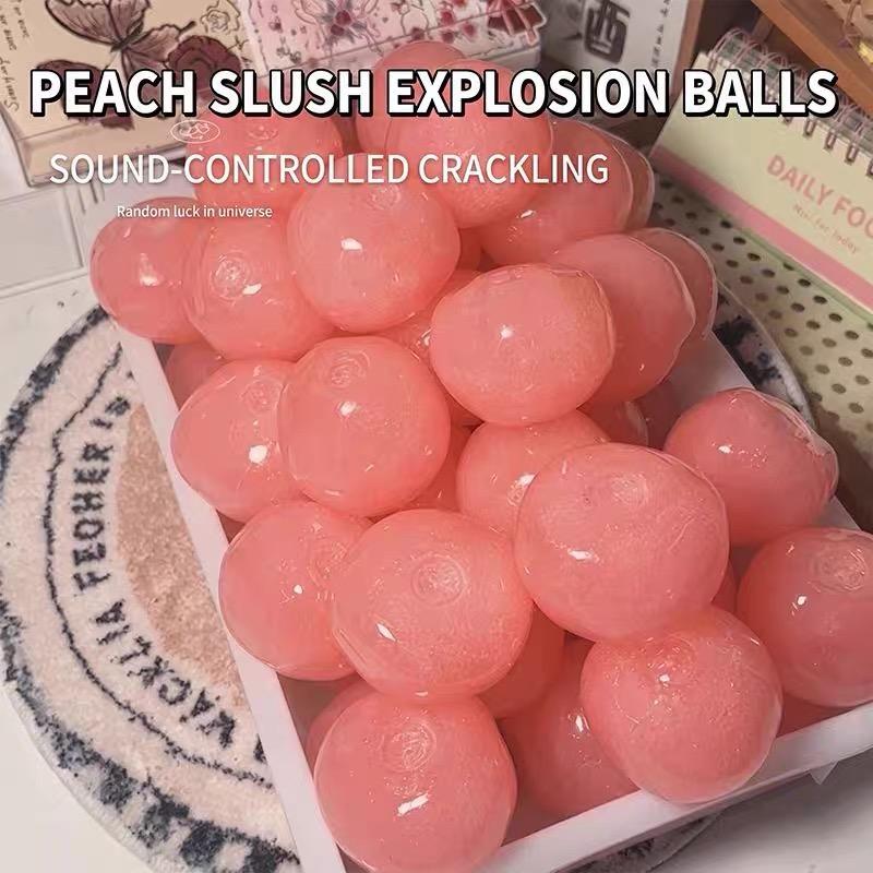ASMR Peach Slushy Desk Fidget Toy Translucent Pink Squeeze Stress Ball for Anxiety ADHD Office Decompression Gift