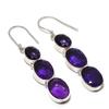 Natürlicher Amethyst Edelstein 925 Sterling Silber Schmuck Ohrring 2,36" AE-12528