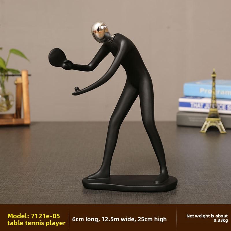 Schwarz Modern Abstrakt Harz Radfahrer Radfahrer Ornamente Statue Athlet Figur Tennis Kunst Büro Zimmer Miniatur Dekoration