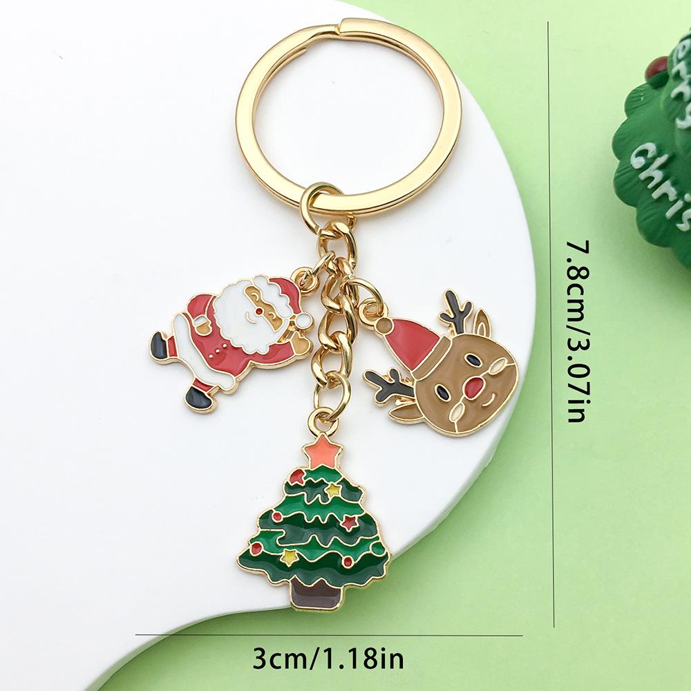 Exquisite Christmas Keychain: Santa, Reindeer, Gift Box, and Bell Ornaments Pendant