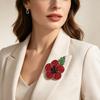 Fashion Oil-drop Rhinestone Poppy Flower Brooch, High-end Style Brooch, Women's Personalized Gender Pin