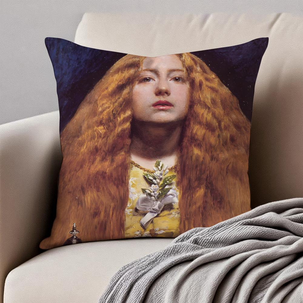 classical JJohn Everett Millais Cushion Cover Pillowcase Antidustmite Invisible Zipper Short Plush Sofa Cushion