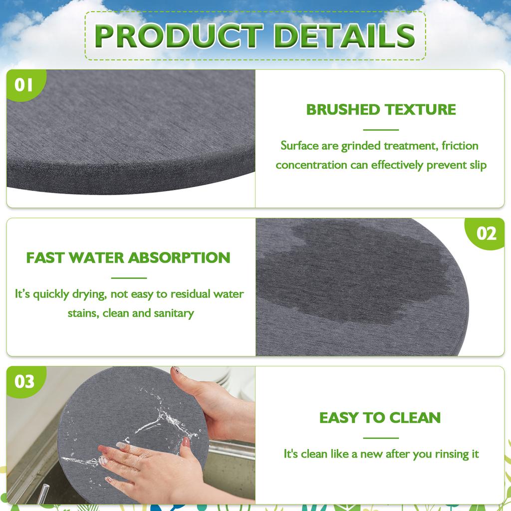 Diatomaceous Earth Coaster 4/6/8Inch Diatomite Plant Saucer Stone Plant Sourcer Instant Dry Water Absorbent Diatomite Tray (Dark