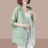Colore Unito Donna Primavera Estate Taglia Forte Sezione Sottile con Cappuccio Abbigliamento Protezione Solare Giacca Protezione UV