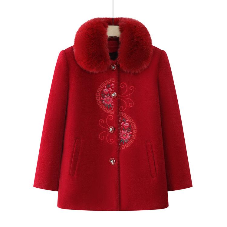 

Grandma s Winter Plus Velvet Thickened Mink Wool Coat New Style Mother s Cotton Coat Middle-aged and Elderly Autumn and Winter Coat XL