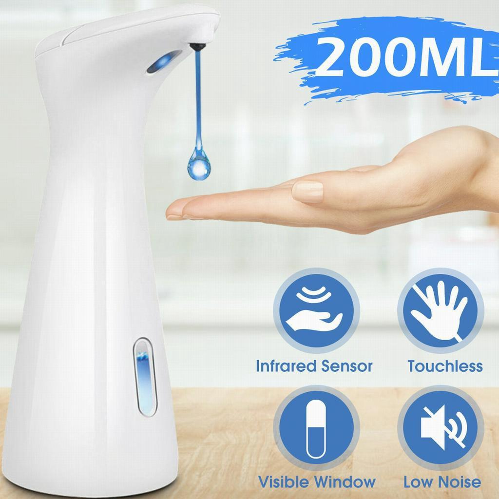200ML Automatic Sensor Liquid Soap Dispensers Infrared Smart Sensor Touchless Sanitizer Dispenser for Kitchen Bathroom White White