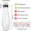 12oz Empty Plastic Juice Bottles with Caps, Cone Reusable Clear Bulk Beverage Containers for Juicing,Drinking,Milkshake,Tea
