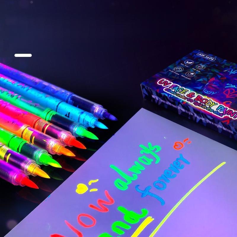 1/8Cs Student Children Creative Painting Fluorescent Marker Pen Colorful Luminous Pen Human Face Paint Pen