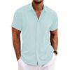 Summer Men's Casual Button Up Sweatshirt Cotton Linen Shirt Beach Oversized Men Lapel Short Sleeve Shirts