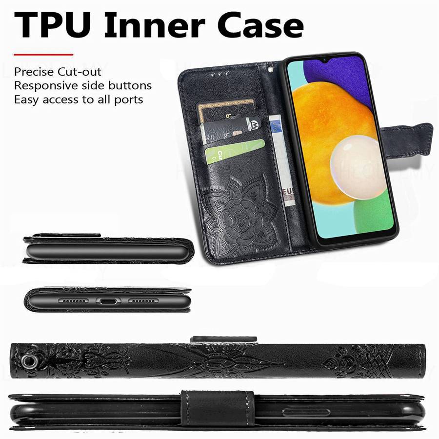 Étui à rabat en cuir Papillon Pour Samsung Galaxy S26 Ultra A37 A57 A16 A26 A55 A56 A35 5G A25 A32 A17 A15 A54 A36 A34 A13 A23 A33 A53 A14 Housse Portefeuille