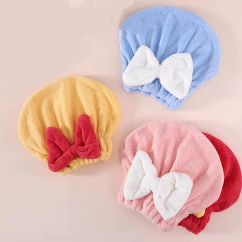 Dry Hair Cap, Quick-drying Women's Pullover, Cute Bow, Super Absorbent Bath Cap, Adult Dry Hair Towel, No Shedding