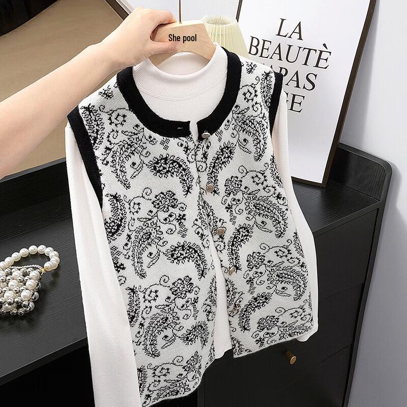 Women s Cashew Flower Color-block Round Neck Vest One Size