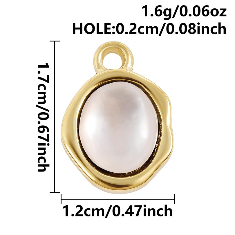 2pcs White Shell Oil Dripping Charm Real Gold Plated Love Round Water Droplet Stainless Steel Charms For Jewelry Making Supplies