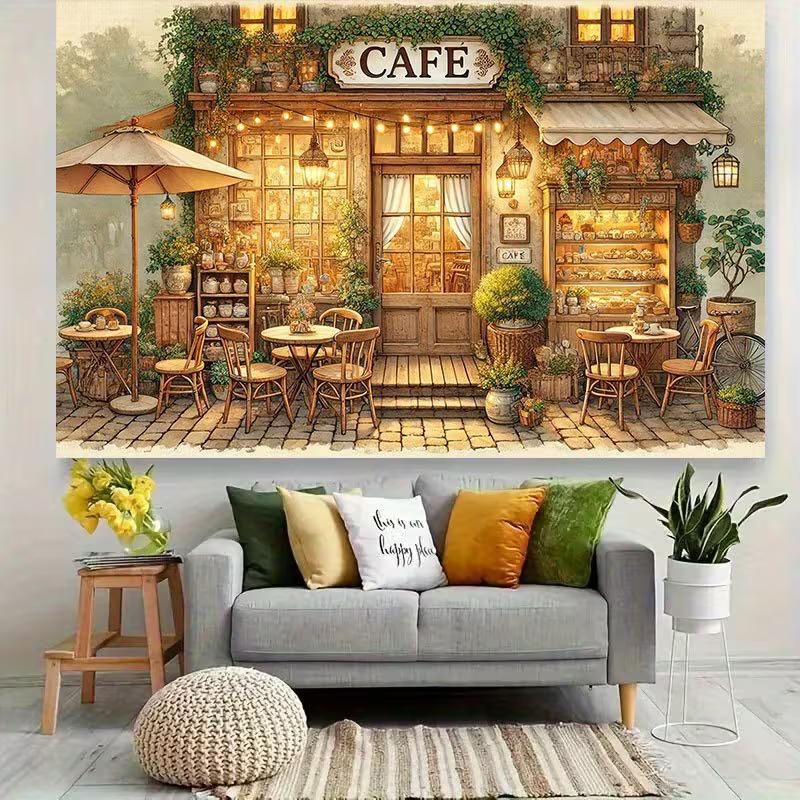 Rustikales Bäckerei-Schaufenster Lichterkette Garten Geburtstag Fotografie Hintergrundtuch