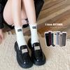 Female Spring and Autumn Sweet College Wind Cloth Label Wood Ear Lace In The Cylinder Pile Socks