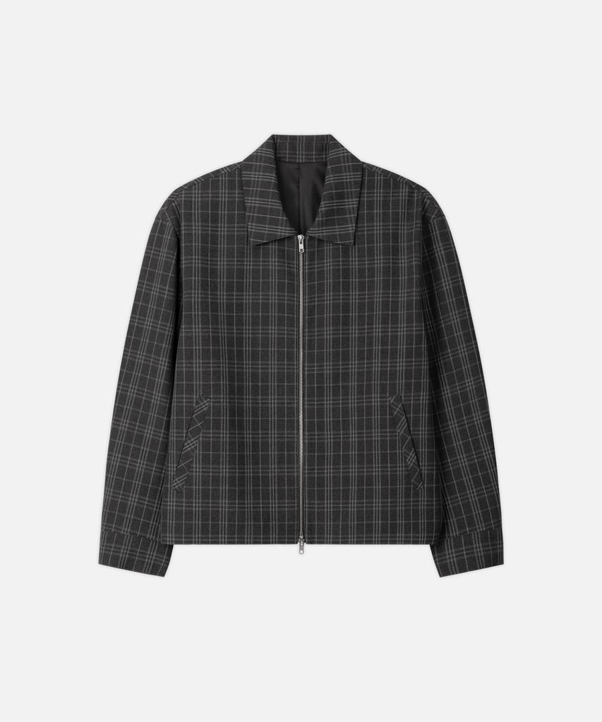 Draw Fit Stable Layered Check Jacket [Grey]