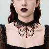 Meier Palace Style Black Lace Clavicle Chain Retro Cross Crystal Beaded Tassel Necklace
