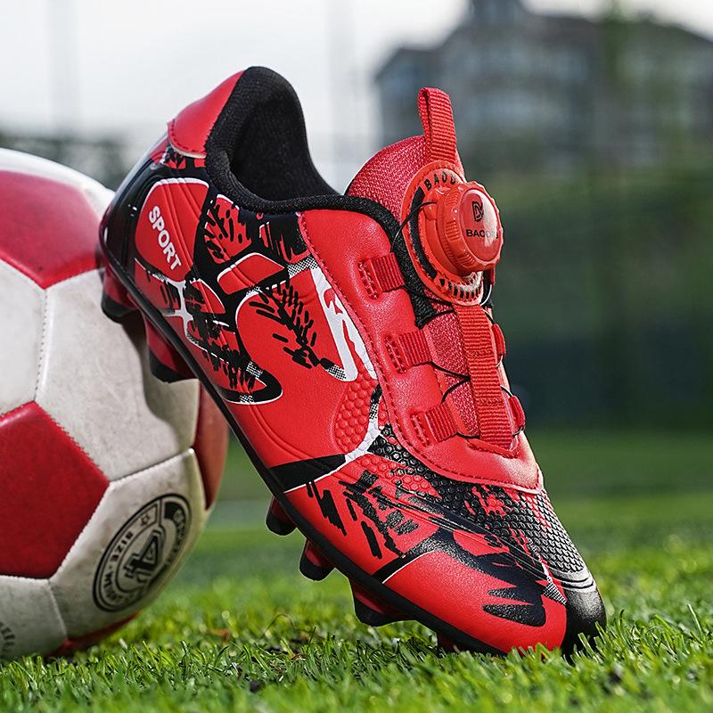 Kids' Boys TF Soccer Cleats - Wear-Resistant, Studded, Rotating Buckle for Outdoor Training